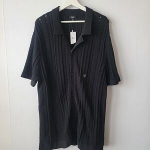 express men's Pointelle Camp Collar Short Sleeve Sweater size XL Polo